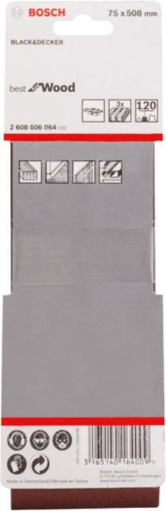 Image du produit Bosch Professional Zubehör PRO X440 bande abrasive, 75 x 508 mm, G120 (120)