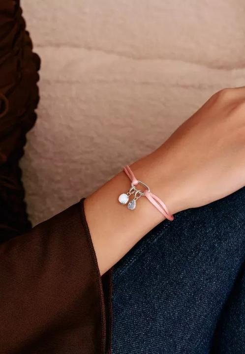 Produktbild Thomas Sabo Textilarmband pink Connect Silber (22 cm, Polyester, Silber)