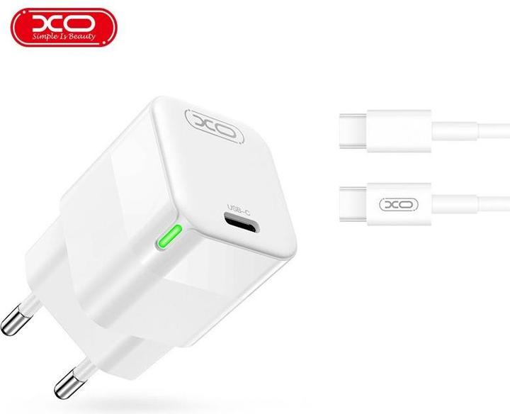 xO Wandladegerät CE06 PD 30W 1x USB-C weiss + USB-C - USB-C Kabel (30 W, 1 Port)
