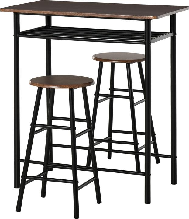 Homcom Bartisch Set MDF, Metall Schwarz (80 x 50 x 90 cm)