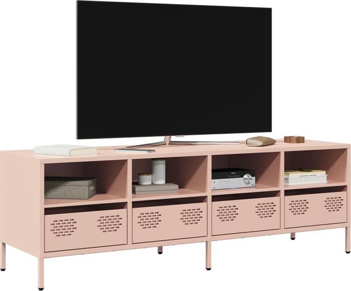 Produktbild vidaXL TV Schrank Lowboard Fernsehschrank Fernsehtisch Rosa Kaltgewalzter Stahl (135 x 39 x 43.5 cm)