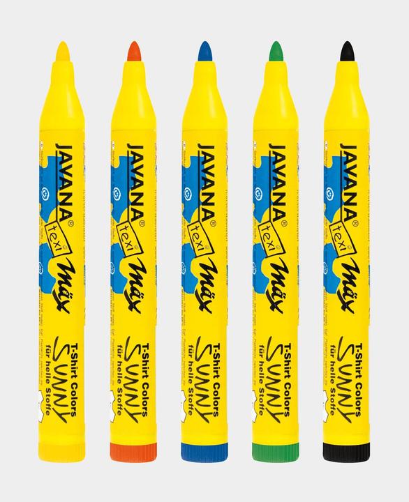 Image du produit Kreul Texi mäx, kit de 5 couleurs (Rouge, Vert, Noir, Jaune, Bleu, 4 mm, 5 x)