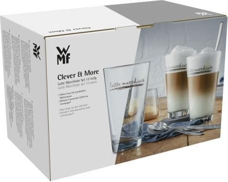 Productafbeelding WMF Latte Macchiato Glazen Set 12st Latte Glazen met Lepel 280ml Clever&More (280 ml, 12 x)