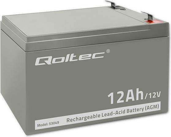 Actual product image Qoltec 53049 AGM battery| 12V| 12Ah - Battery - 12.000 mAh (12 V, 12 Ah)