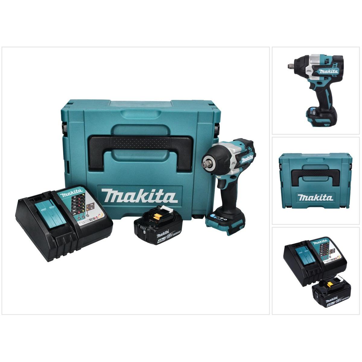 Makita, Bohrmaschine + Akkuschrauber, DTW 700 RM1J Akku Schlagschrauber 18 V 700 Nm 1/2" XPT Brushless + 1x Akku 4,0 Ah ...