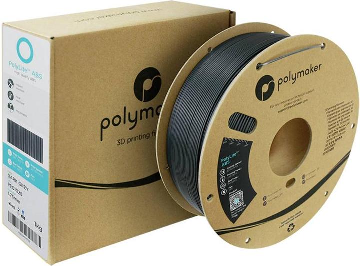 Actual product image Polymaker PolyLite ABS Dunkel Grau 1,75 mm 1000 g (ABS, 1.75 mm, 1000 g)