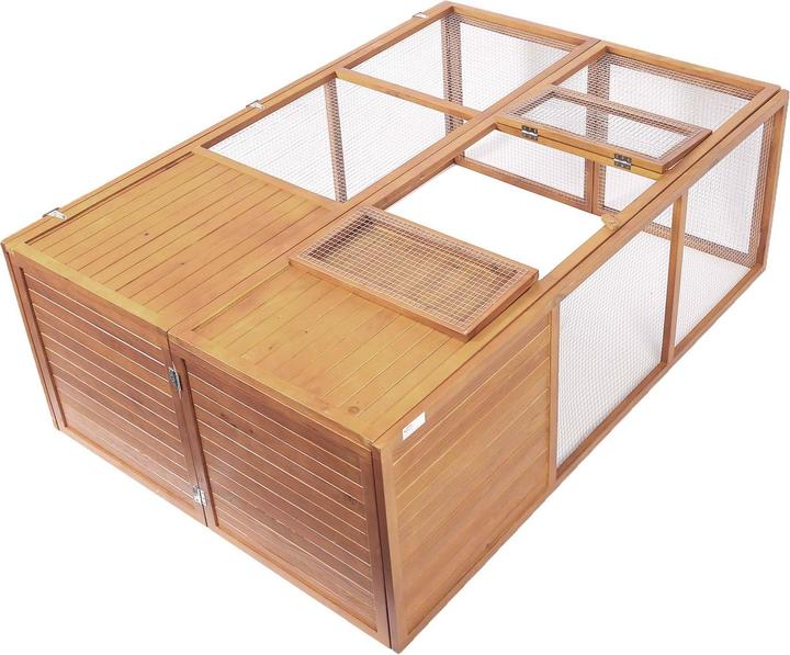 Actual product image Wiltec Small animal hutch foldable 153x110x55cm rabbit hutch fir wood wire mesh