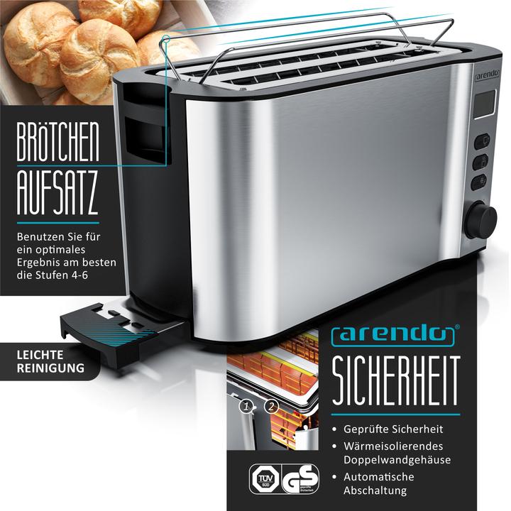 Actual product image Arendo Breakfast set, kettle 1.5l temperature selection, 4-slice toaster & egg cooker for 7 eggs, silver