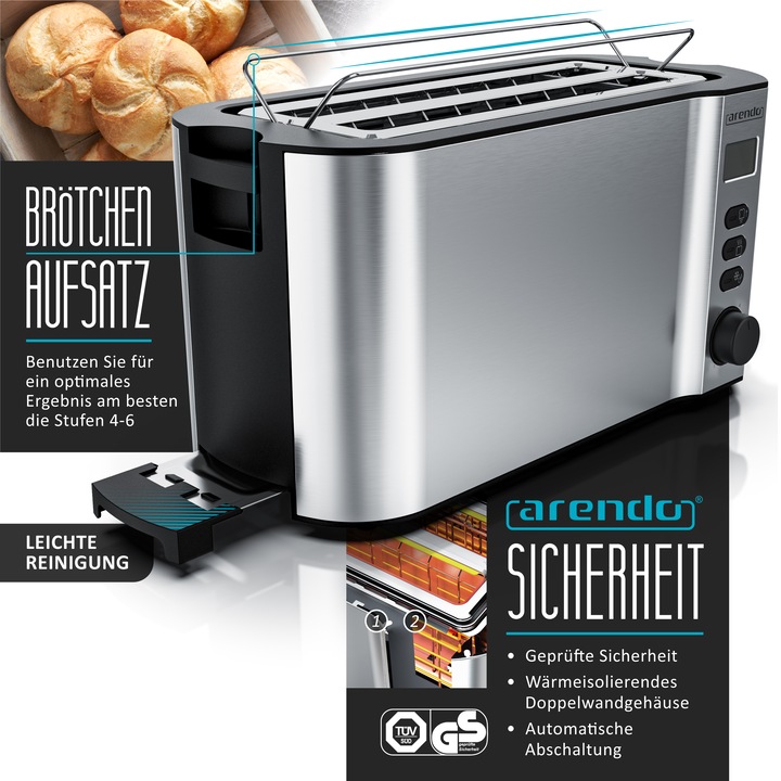 Immagine prodotto Arendo Set per la colazione, bollitore da 1,5 l con selezione della temperatura, tostapane a 4 fette e