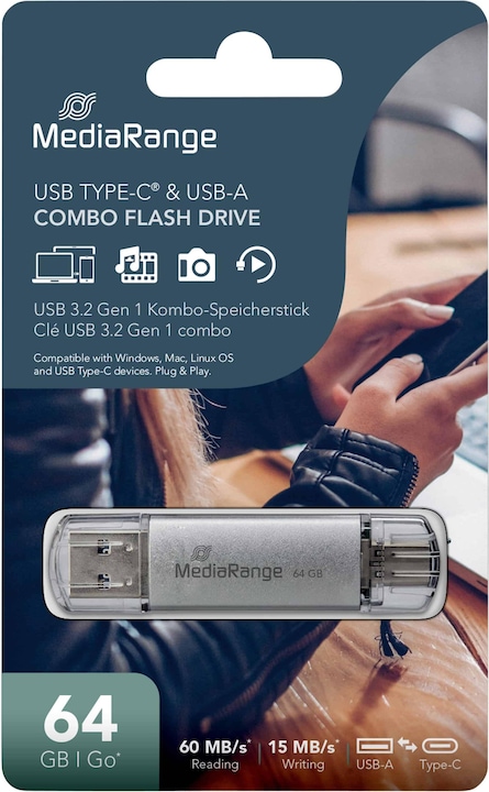 Produktbild MediaRange MR936 (64 GB, USB-C, USB-A, USB 3.0)