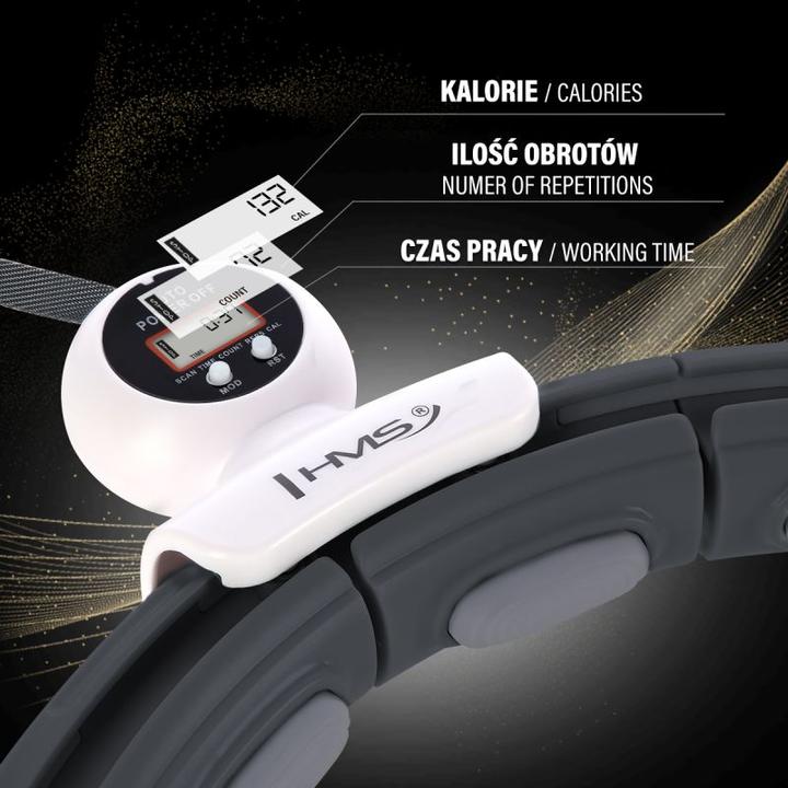 Image du produit HMS Hhm15 Hula Hoop Noir Avec Aimant Et Poids + Compteur (100 cm, 400 g)