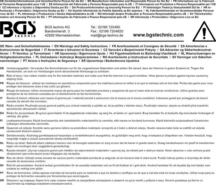 Image du produit BGS Maillet caoutchouc manche en fibres de verre tête noire Ø 65 mm 720 g (1014 g)