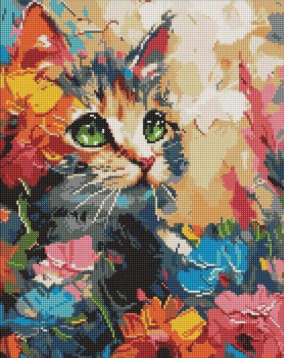 Actual product image Ideyka Diamond Painting - Fluffy cat 40 x 50 with frame