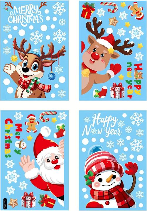 Image du produit Hermex Décorations de fenêtre pour enfants Autocollants de Noël Merry Christmas Happy New Year