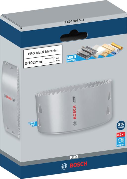 Produktbild Bosch Professional Zubehör PRO Multi Material Lochsäge, 102 mm, mit Gewinde (102 Millimeter)