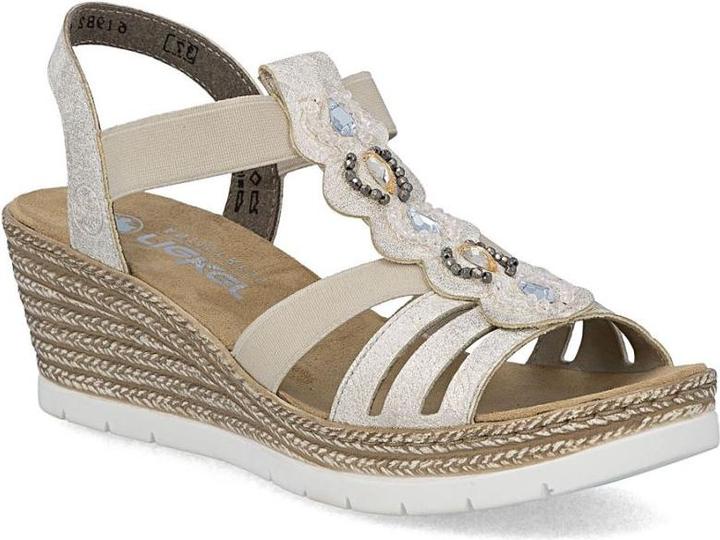 Rieker Women's comfortable beige espadrille sandals 619B2-60