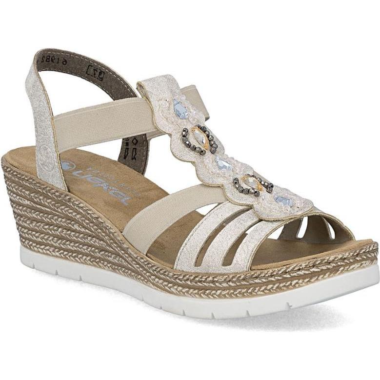Rieker, Donne, Sandali + Ciabatte, Women's comfortable beige espadrille sandals 619B2-60, Beige, (37)