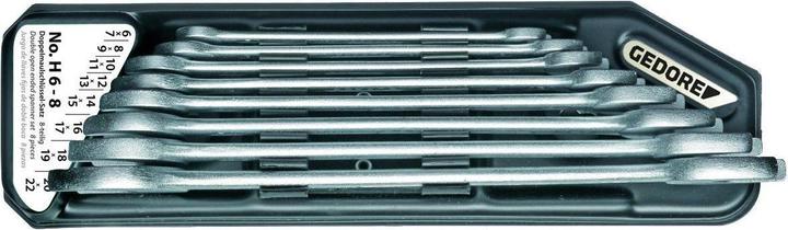 Produktbild Gedore H6-8 Doppelmaulschlüssel-Satz im Halter 8-teilig 6-22 mm (10  mm, 11 mm, 12 mm, 13 mm, 14 mm, 15 mm, 16 mm, 17 mm, 18 mm, 19 mm, 20 mm, 21 mm, 22 mm, 6 mm, 7 mm, 8 mm, 9 mm)