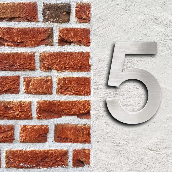 Produktbild Wiltec Hausnummer 5 Edelstahl Hausnummer modern 3D-Design rostfrei