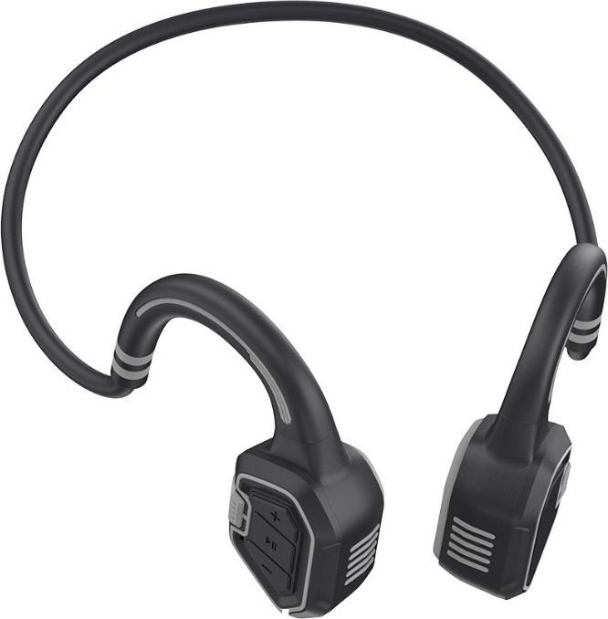 Actual product image A4Tech EVOLVEO BoneSwim MP3 16GB, bluetooth bezdrátová sluchátka s mikrofonem na lícní kosti, šedé (1.50 h, Wireless)