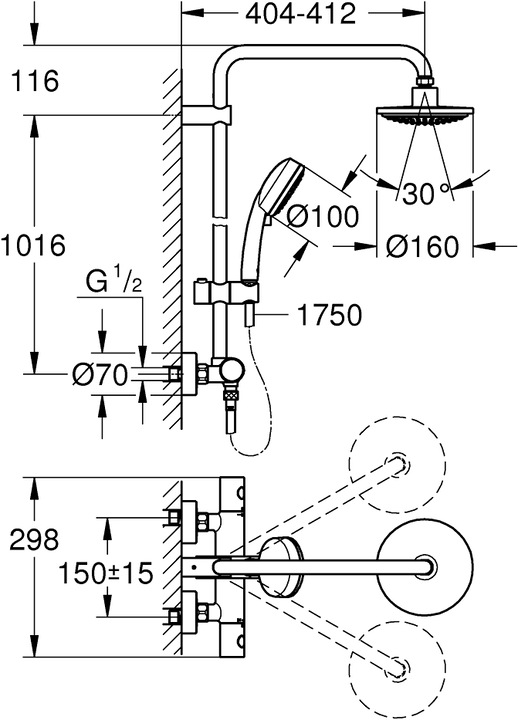 Produktbild Grohe Tempesta Cosmopolitan System 160 Duschsystem