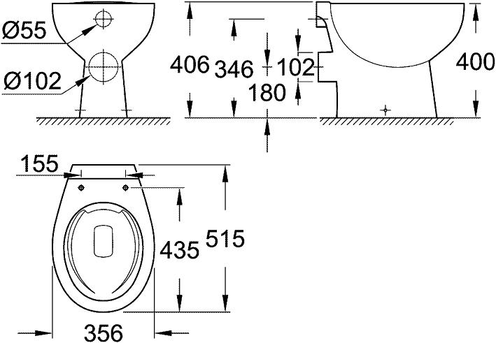 Produktbild Grohe Bau Keramik Stand-Tiefspül-WC