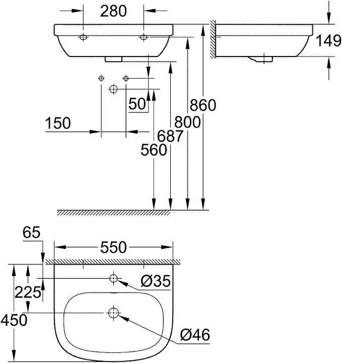 Produktbild Grohe Euro Keramik Waschtisch (450 mm, 550 mm)