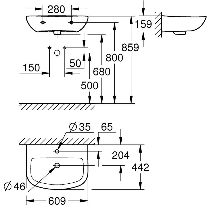 Produktbild Grohe Bau Keramik Waschtisch (442 mm, 609 mm)