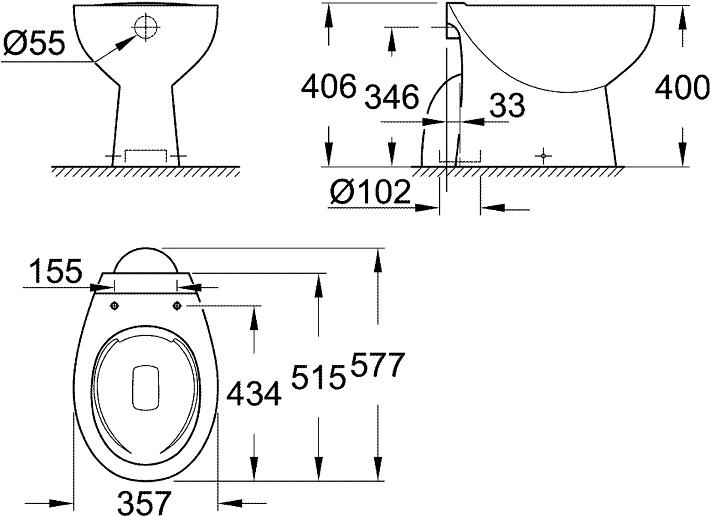 Produktbild Grohe Bau Keramik Stand-Tiefspül-WC