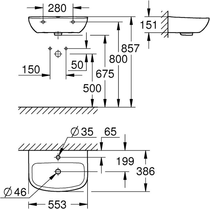 Actual product image Grohe Construction ceramic washbasin (553 mm, 386 mm)