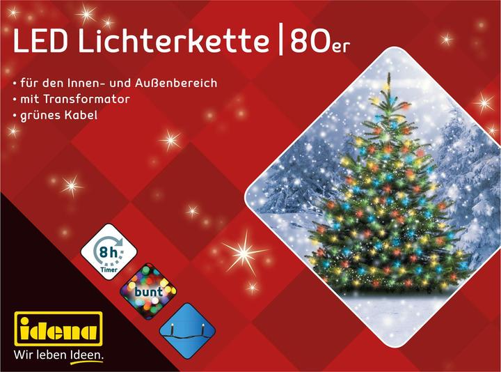 Actual product image Idena LED fairy lights 80 colourful, outdoor and indoor (0.19 m)