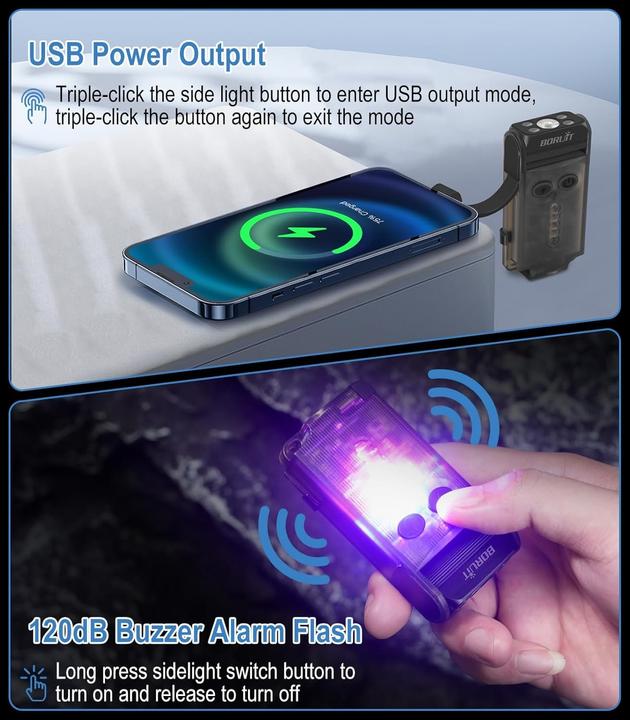 Image du produit Boruit Lampe de poche pivotante à 180° - 12 Modes - 900 Lumen ( Noire )
