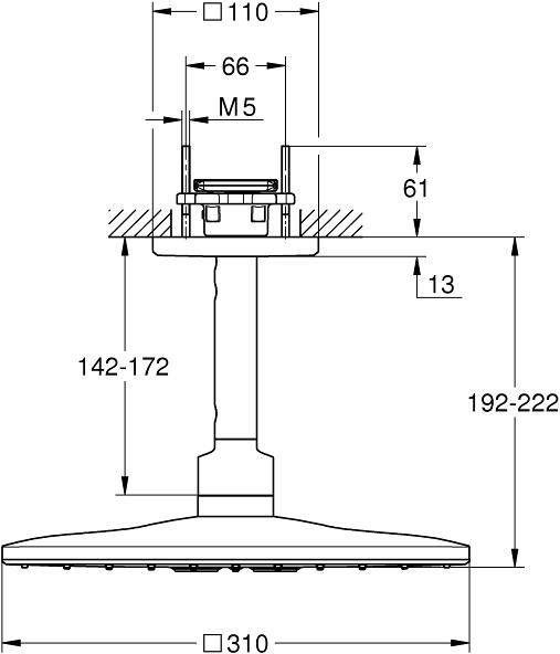 Image du produit Grohe Rainshower SmartActive 310 Cube Set de douche de tête (2 Types de jets, 25 l/min)