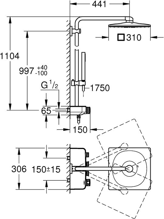 Actual product image Grohe Euphoria SmartControl System 310 Cube Duo shower system