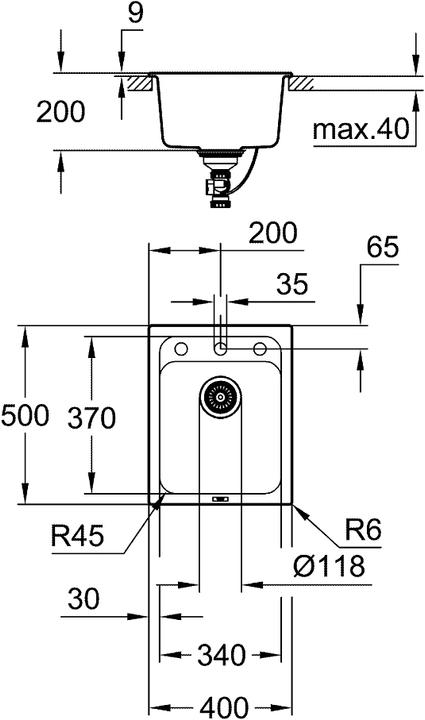 Produktbild Grohe K700 Kompositspüle (Aufsatzspülbecken, 50 cm, 40 cm)
