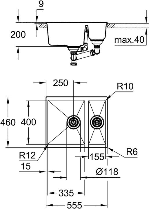 Produktbild Grohe K500 Kompositspüle (Aufsatzspülbecken, 46 cm, 55.50 cm)