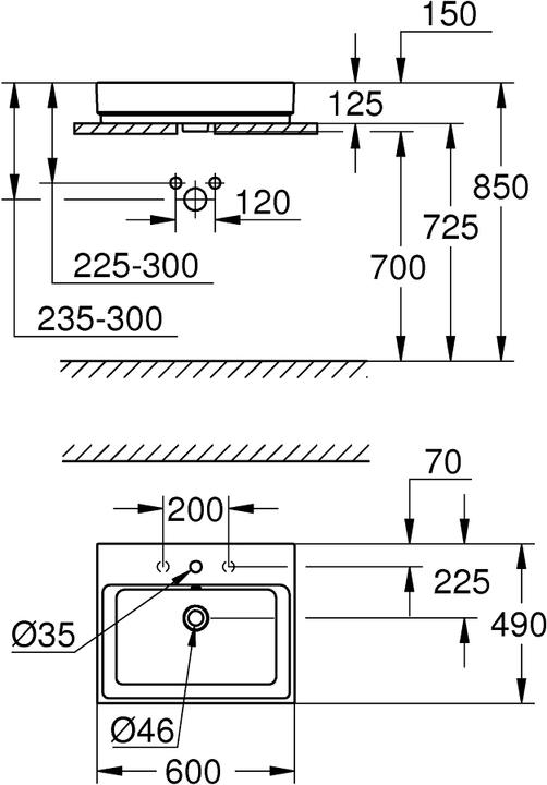 Actual product image Grohe Cube ceramic countertop washbasin (490 mm, 600 mm)