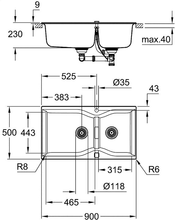 Produktbild Grohe K700 Kompositspüle (Aufsatzspülbecken, 50 cm, 90 cm)