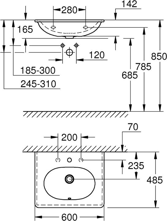 Actual product image Grohe Essence washbasin (485 mm, 600 mm)