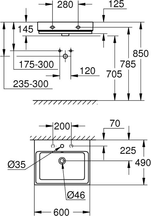 Immagine prodotto Grohe Cube Keramik Waschtisch (490 mm, 600 mm)