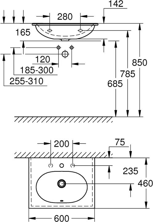 Actual product image Grohe Essence furniture washbasin (460 mm, 600 mm)
