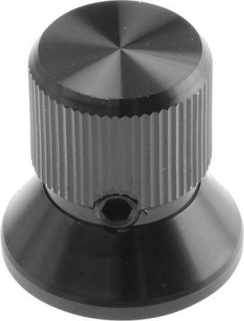 RS PRO Black polished finish Al knob,19mm dia