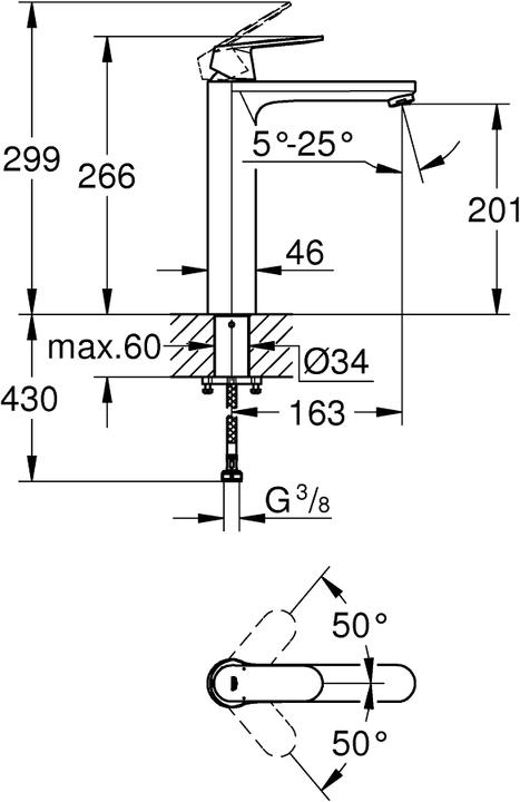 Actual product image Grohe Eurosmart Cosmopolitan single-lever basin mixer XL-Size