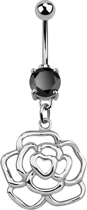 Immagine prodotto Star Piercing Banana argento con ciondolo rosa nero (senza ottone, Acciaio chirurgico 316L, Argento 925)