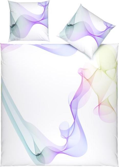 em-es-te Linge de lit au motif ondulé abstrait, blanc (Housse de couette, 160 x 210 cm)