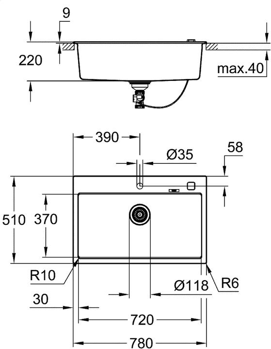 Actual product image Grohe K700 composite sink (Top-mounted sink, 78 cm, 50 cm)