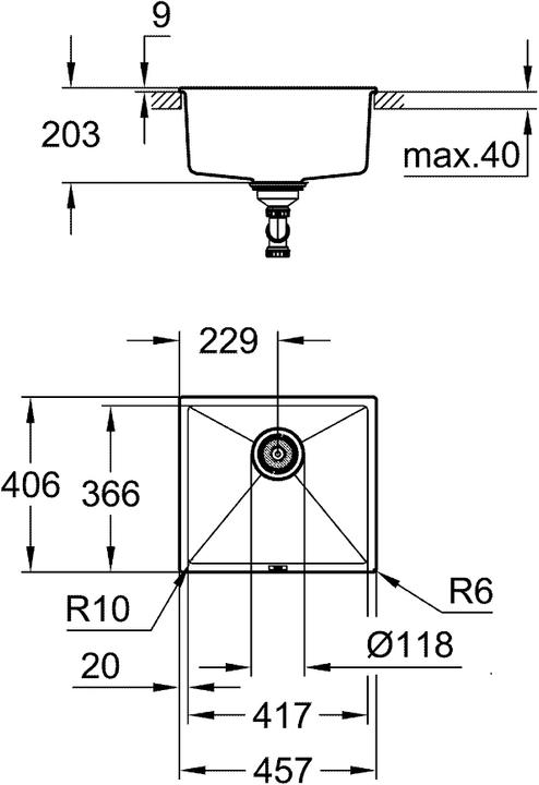 Image du produit Grohe K700 Evier composite à encastrer (Evier encastré, 40.60 cm, 45.70 cm)