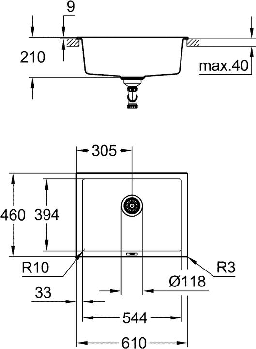 Actual product image Grohe K700 undermount composite sink (Fitted sink, 46 cm, 61 cm)