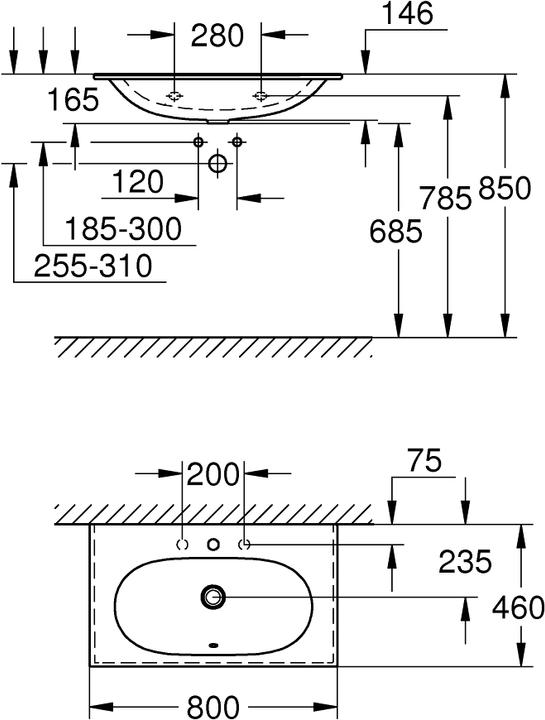 Actual product image Grohe Essence furniture washbasin (460 mm, 800 mm)