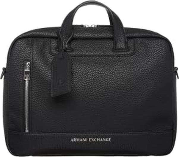 Actual product image Armani Exchange Essential Double Zip Briefcase with Silver Logo